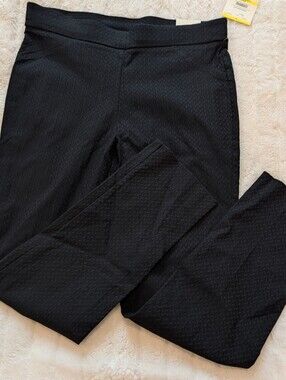 NWT Anne Klein Black Textured Women's Pull-On Pants
